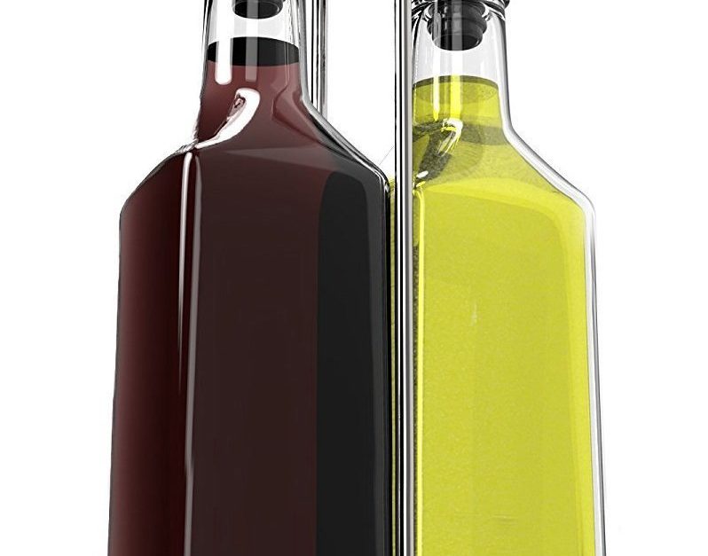 Royal oil and vinegar bottle set with stainless steel rack for $14