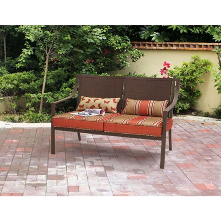 Mainstays Alexandra square patio loveseat bench for $74