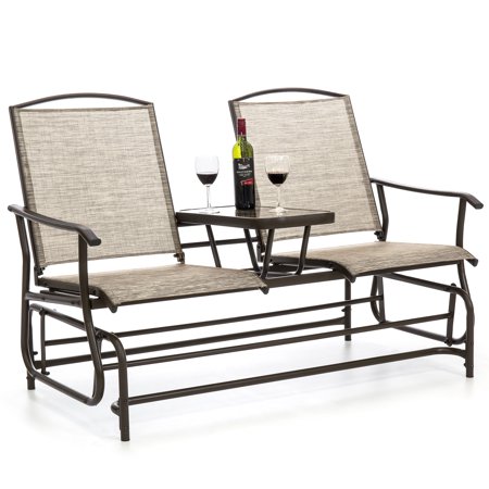 BCP 2-person mesh double glider with tempered glass attached table for $105