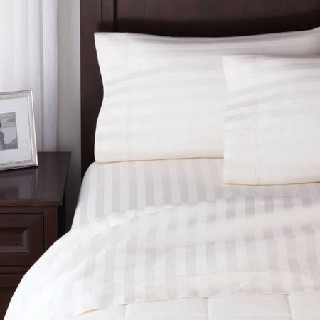 100% cotton damask stripe queen & king sheet sets $11 or less