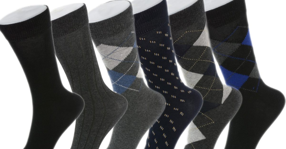 6-pack men’s cotton dress socks for $8, free shipping