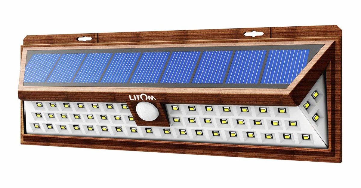 Litom outdoor solar powered security wall light for $20, free shipping