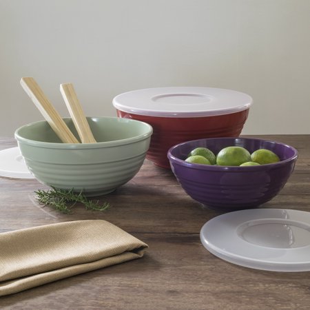 6-piece Mainstays ribbed serve bowls with lids set for $7