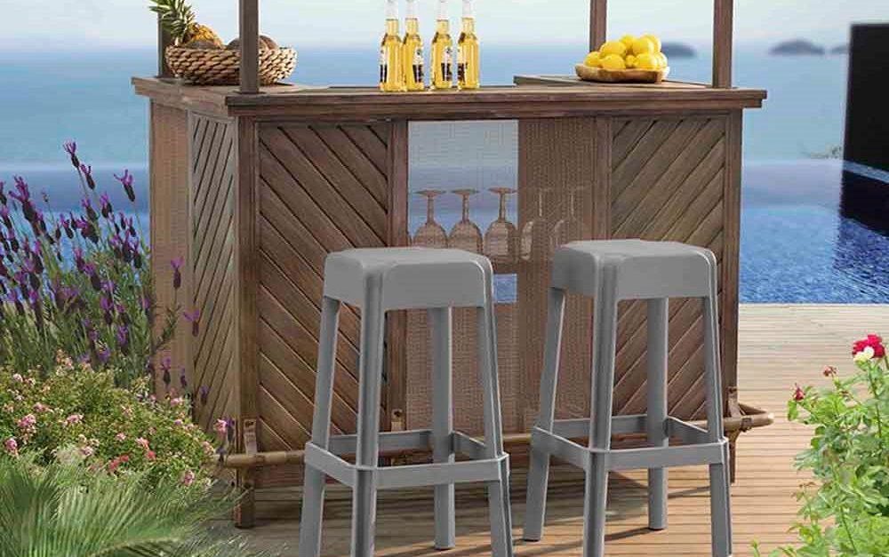 2-pack taupe patio bar stools for $59, free shipping
