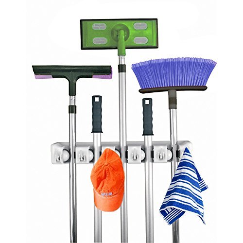 Home-It mop and broom holder with 6 hooks for $10