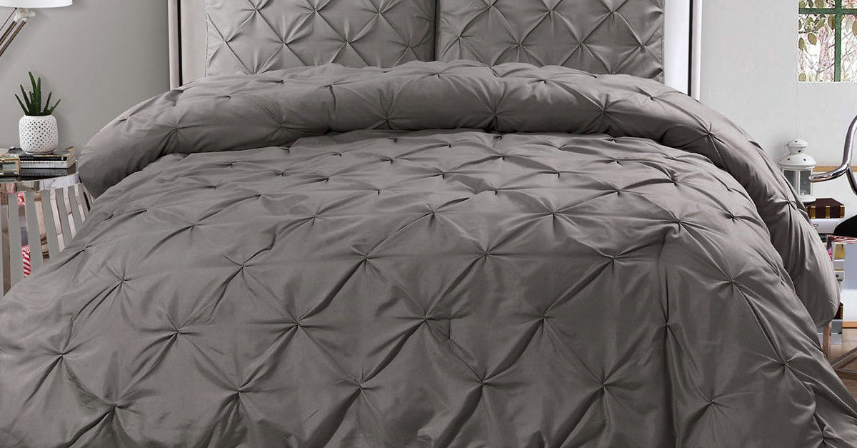 3-piece king or queen pinch pleat duvet cover & sham set for $32, free shipping