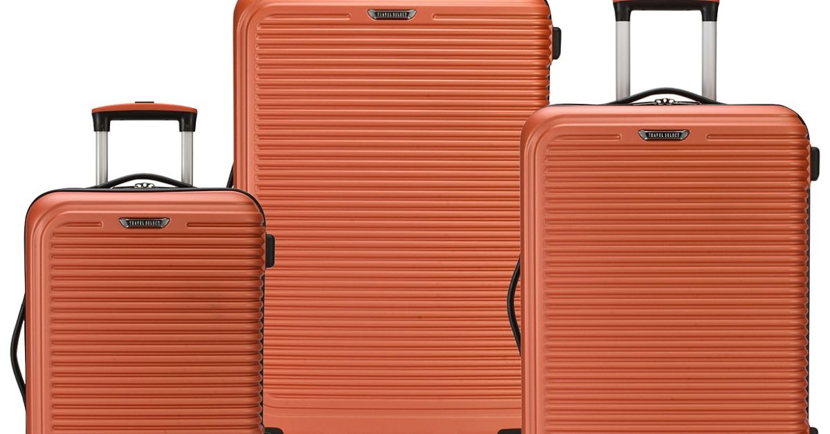 Travel Select 3-piece hardside spinner suitcase set for $100, free shipping