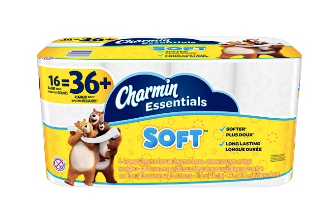 Charmin Essentials Soft 16-pack toilet paper for $6