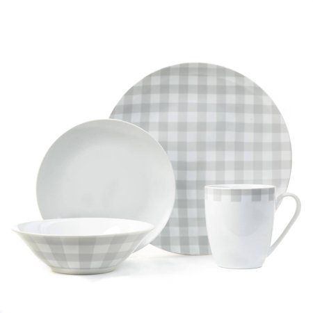 16-piece plaid porcelain dinnerware set for $20