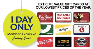 Sam’s Club: Save 30% on gift cards during the One-Day sale