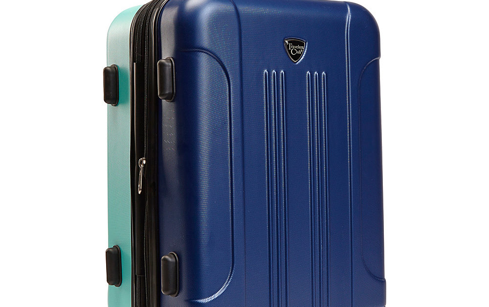 Travelers Club 20″ hardside colorblock suitcase for $30, free shipping