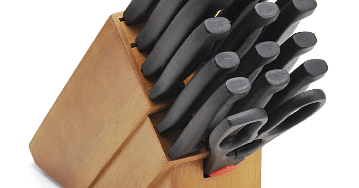 Farberware 18-piece stainless steel knife block for $14