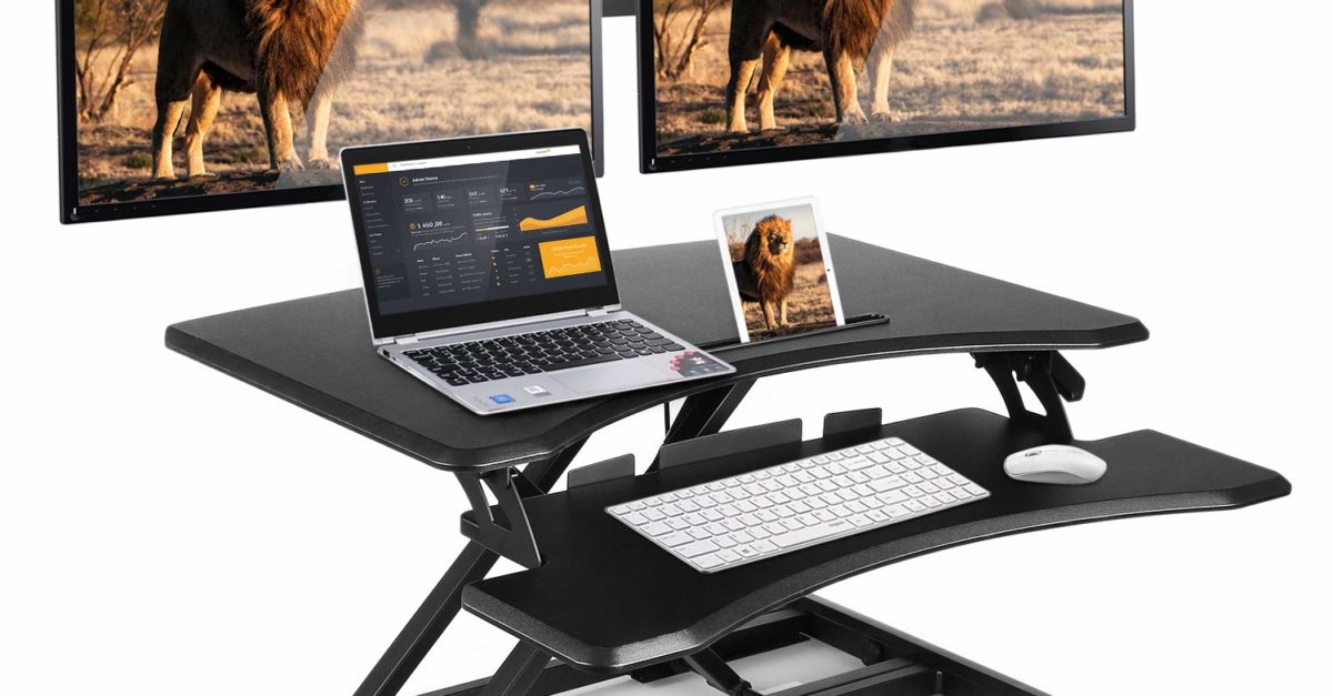 Simbr height adjustable sit to stand desk riser for $110