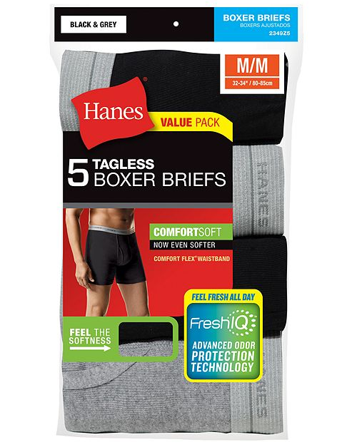 5-pack Hanes men’s boxer briefs for $10, free shipping
