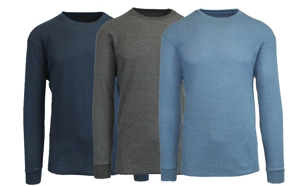 3-pack men’s waffle-knit thermal shirts for $14, free shipping