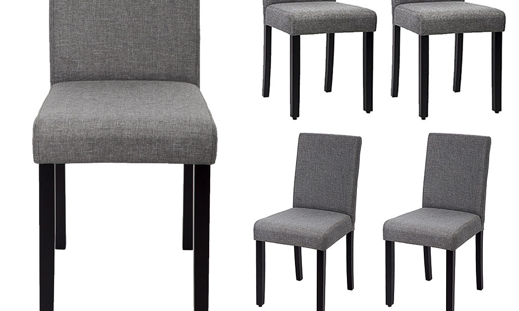 Set of 4 upholstered dining chairs in grey for $110