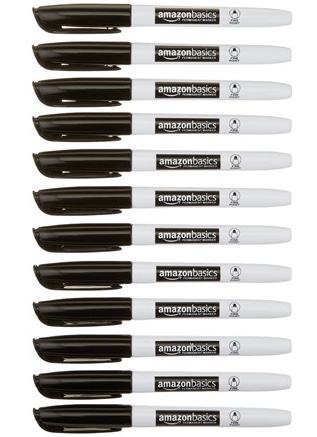 12-pack AmazonBasics permanent markers for $2.40