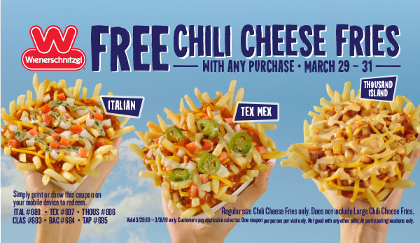 Wienerschnitzel: Enjoy FREE chili cheese fries with purchase
