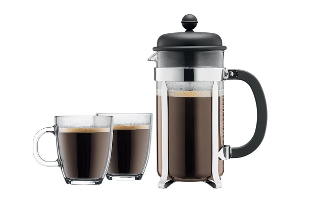 Bodum Brazil 8-cup French press coffee maker with mugs for $10
