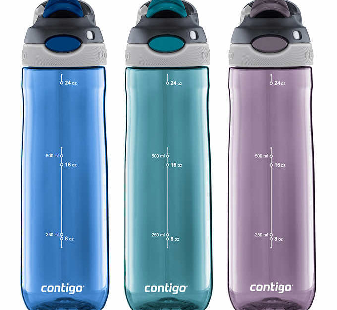 3-pack Contigo Autospout Chug 24-oz water bottles for $17, free shipping