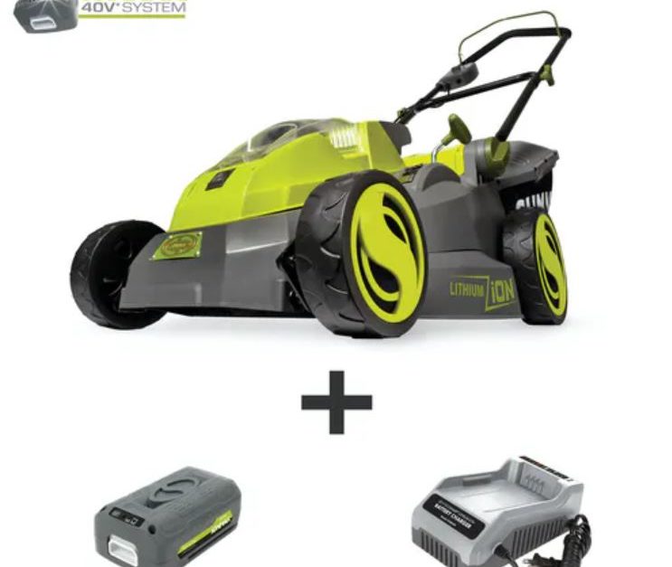 Sun Joe cordless 40V lawn mower with battery for $180