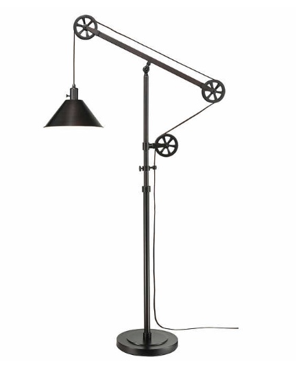 Bronze finish pulley floor lamp for $60