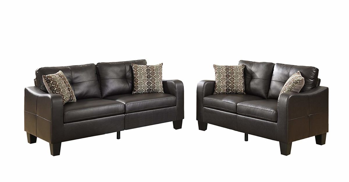 2-piece Poundex Bobkona Spencer bonded leather sofa set for $311