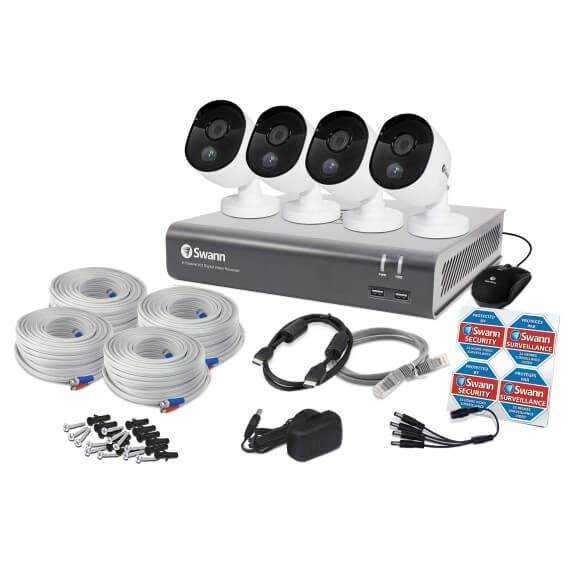 Swann 8-channel digital video recorder with 4 cameras for $200