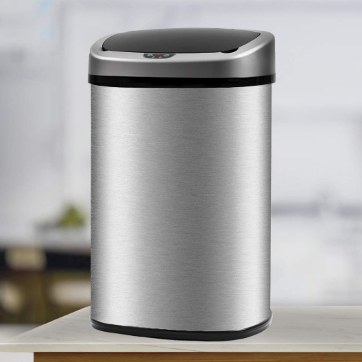 13-gallon touch-free stainless-steel trash can for $30, free shipping