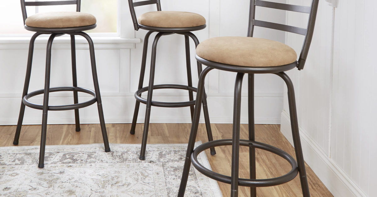 Set of 3 Mainstays adjustable-height swivel barstools for $23 each