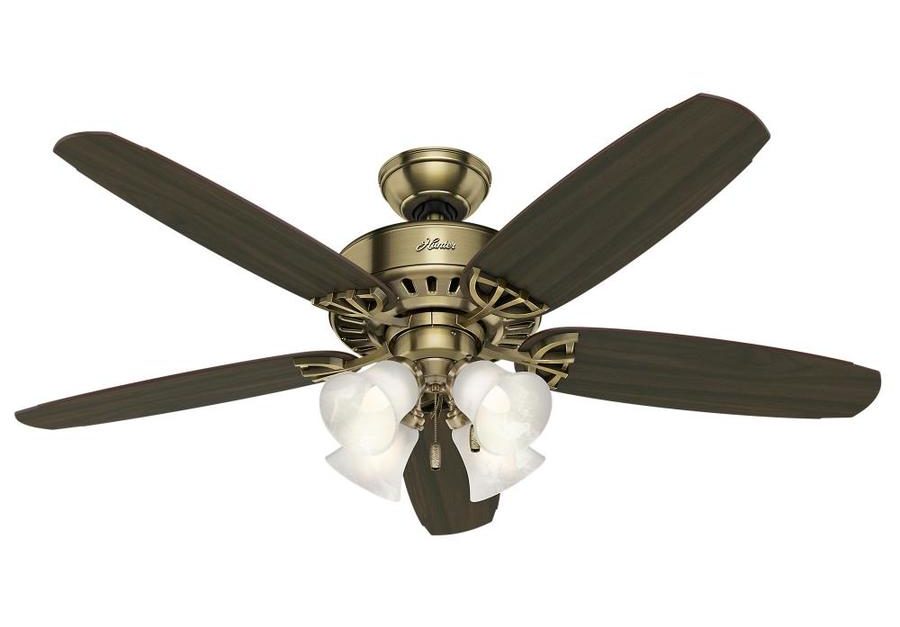 Hunter large room 52-in antique brass indoor ceiling fan with light kit for $50