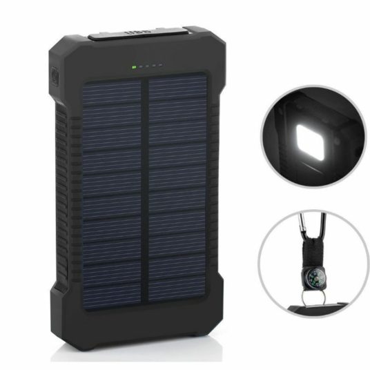 Waterproof 900000mAh dual USB portable solar power bank from $14, free shipping