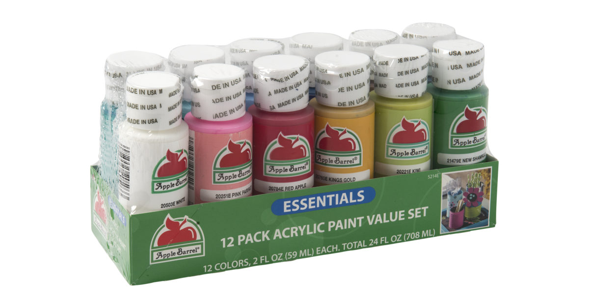 Apple Barrel Essentials 12-color paint set for $5