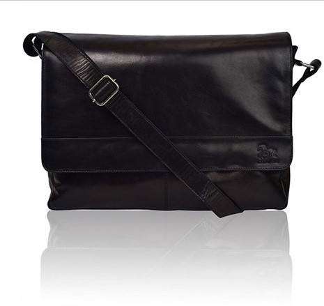Today only: Black leather travel bag for $23