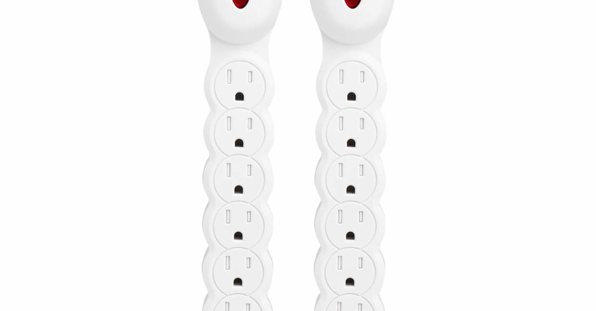 2-pack Bull 6-outlet power strip surge protectors for $7
