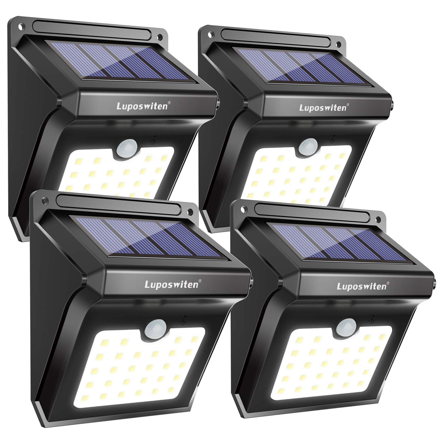 4-pack 28 LED solar outdoor motion lights for $14