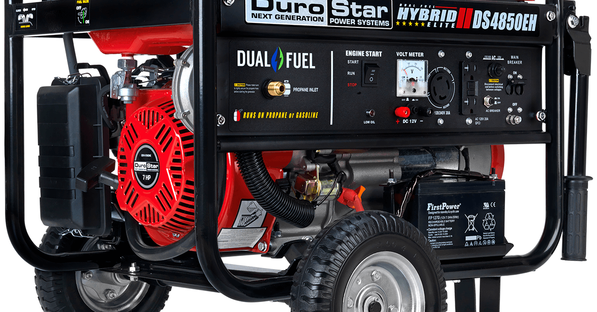 Durostar 4,850-watt dual fuel electric start portable generator for $300