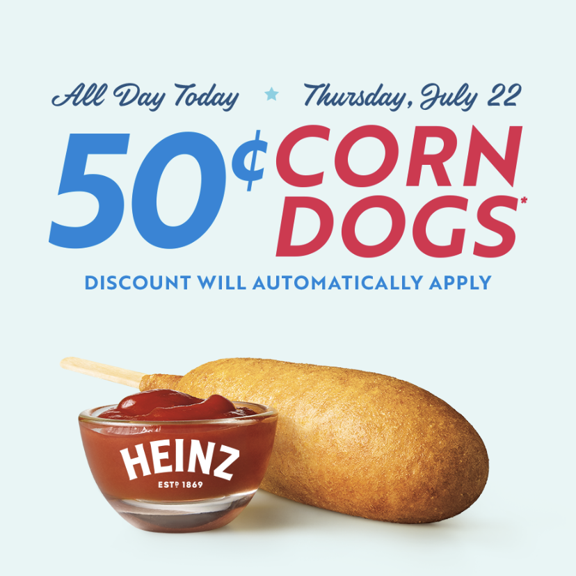 Today only Sonic offers corn dogs for just 50 cents! Clark Deals