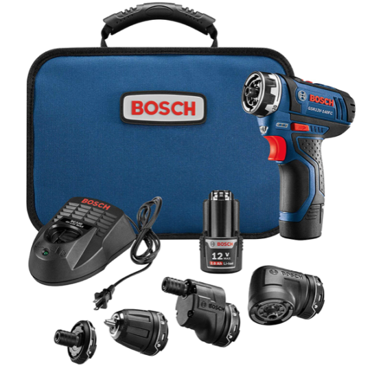 Bosch cordless electric screwdriver 12V kit & 5-in-1 multi-head power drill set for $122