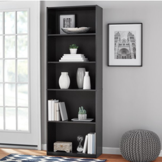 Mainstays 71″ 5-shelf bookcase for $30