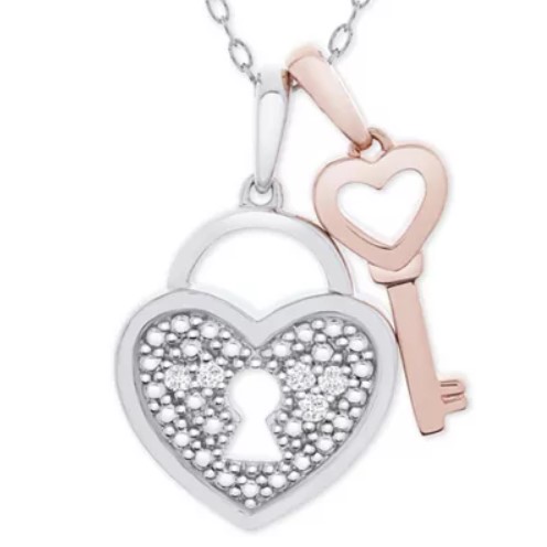 Diamond accent heart 18″ pendant necklace in sterling silver for $27