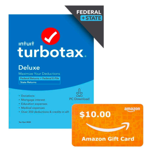 Today only: TurboTax Deluxe + State 2020 tax software +$10 GC for $50