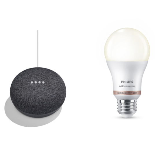 Google Home Mini & Philips Smart Wi-Fi bulb for $25