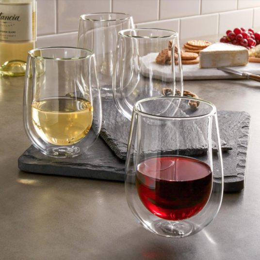 Henckels International 4-piece 10-oz double wall wine glasses for $17