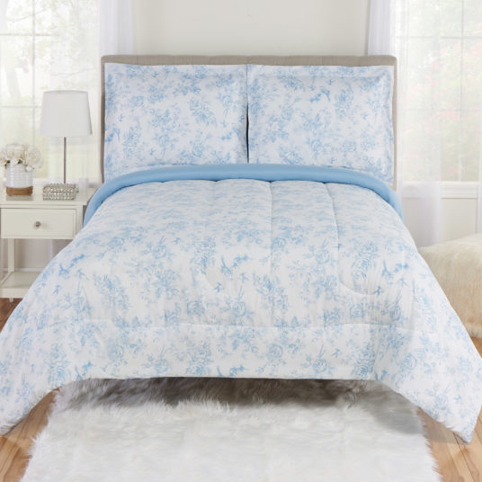 Mainstays Floral Toile comforter and sham bedding set from $19 to $23