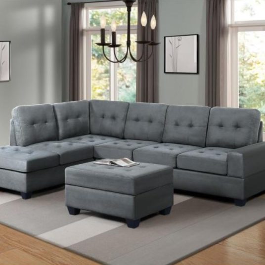 3-piece sectional sofa with cup holder and storage ottoman for $590