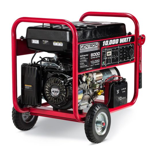 Gentron 8,000W / 10,000W portable gas-powered generator with electric start for $499