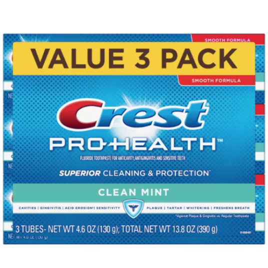 3-pack Crest Pro-Health Smooth Formula Clean Mint toothpaste for $3