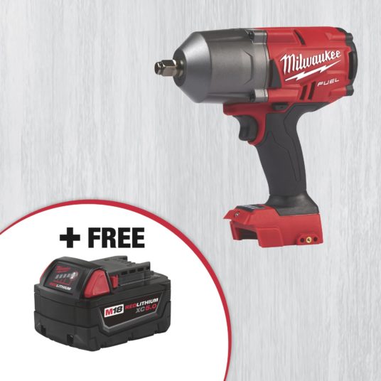 Milwaukee M18 cordless impact wrench + battery for $207