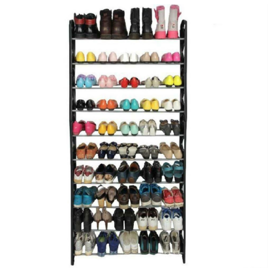 Stainless steel 50-pair 10-tier shoe rack for $15